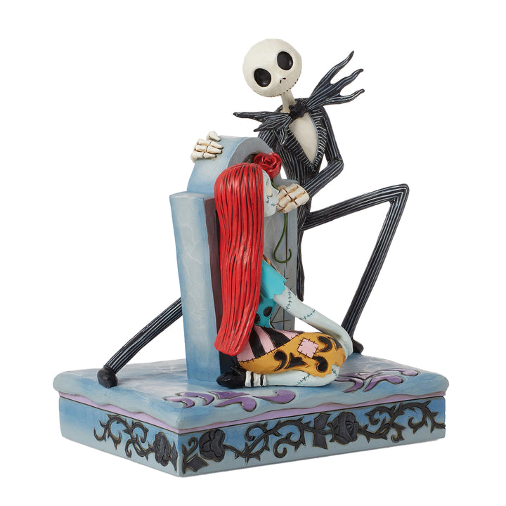 Jim Shore Disney Traditions: Jack & Sally Gravestone Figurine sparkle-castle