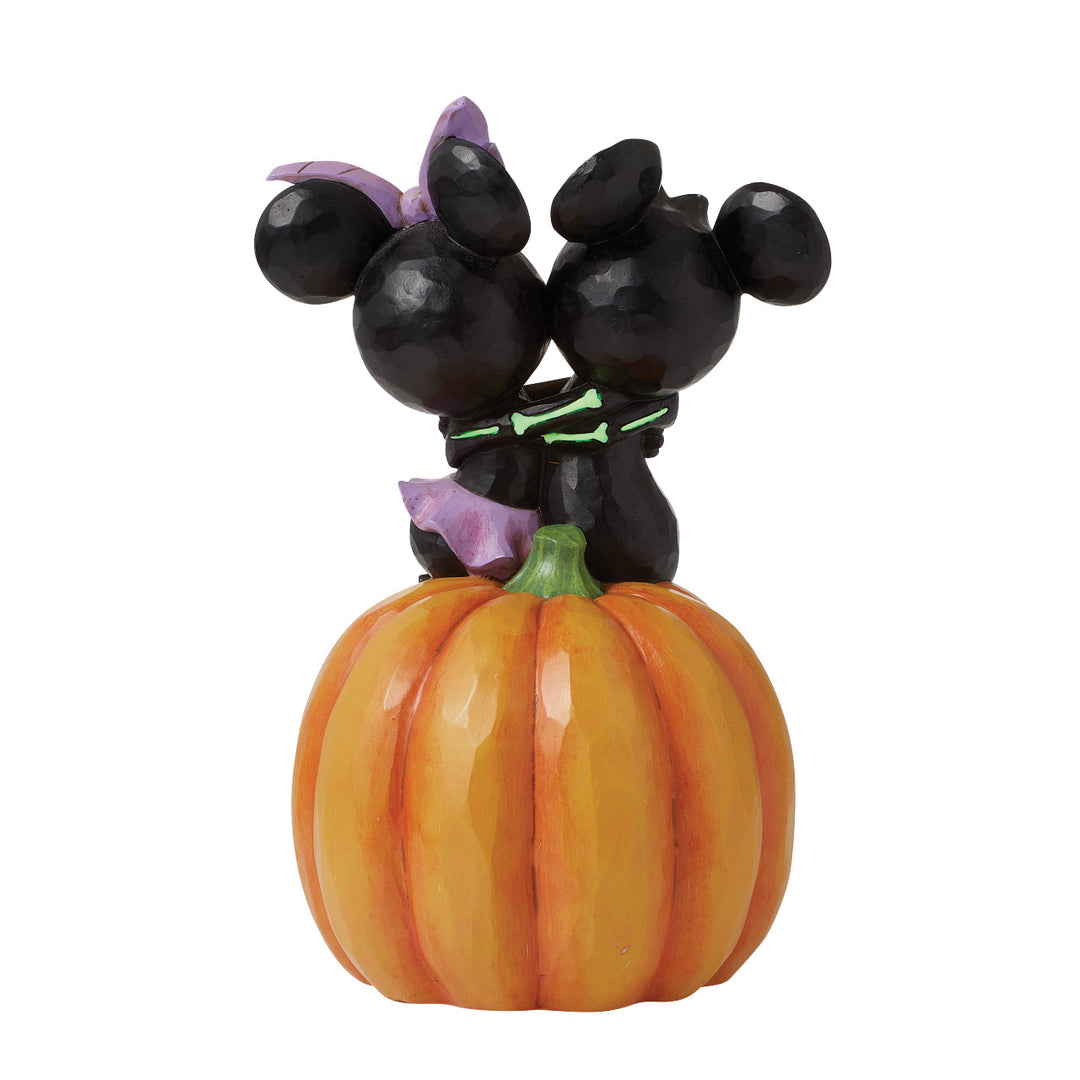 Jim Shore Disney Traditions: Skeletons Mickey & Minnie on Lit Jack-o-Lantern Figurine sparkle-castle