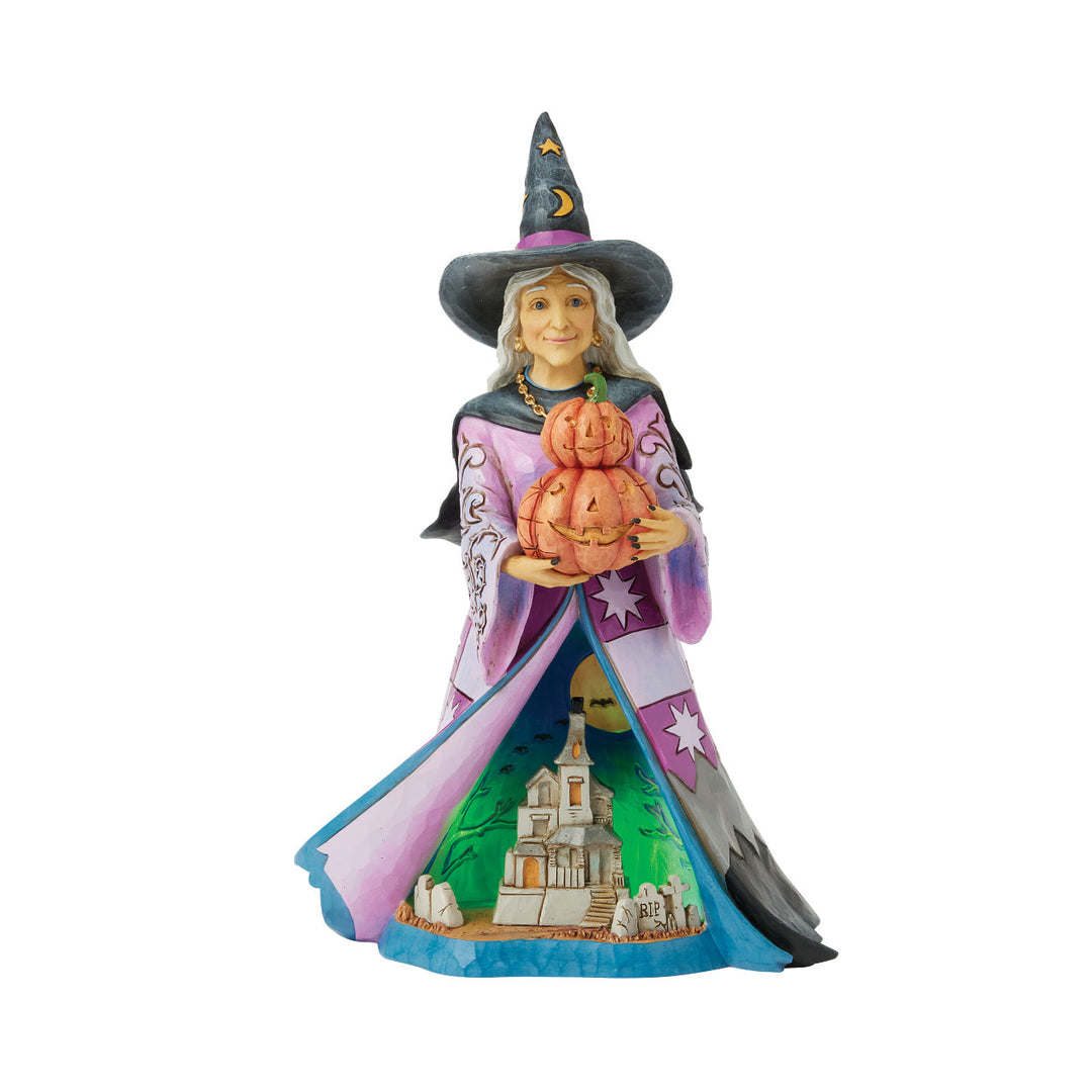 Jim Shore Heartwood Creek: Witch Holding Pumpkins Figurine sparkle-castle