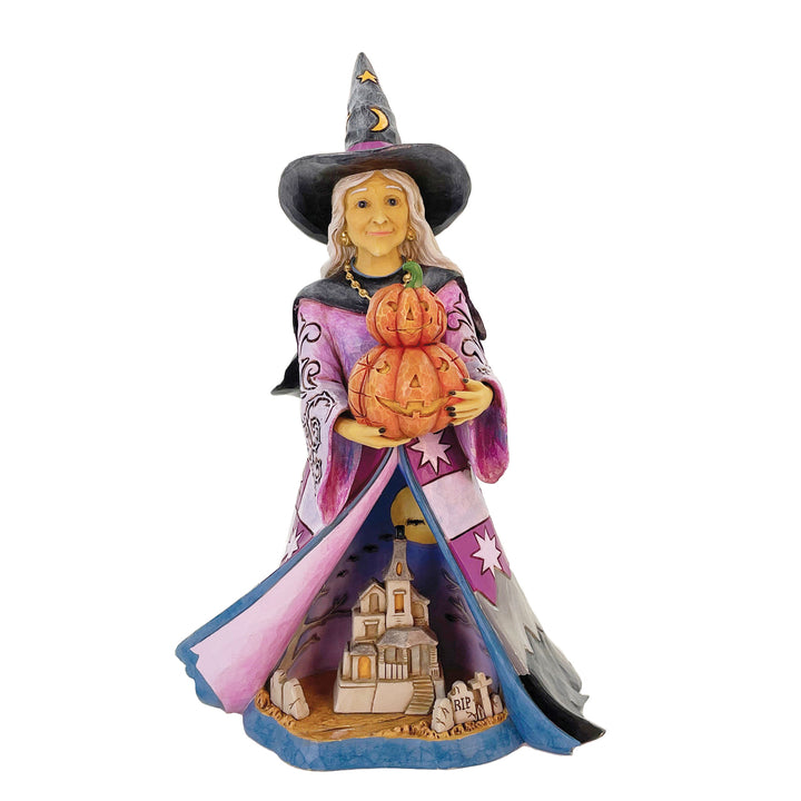 Jim Shore Heartwood Creek: Witch Holding Pumpkins Figurine sparkle-castle