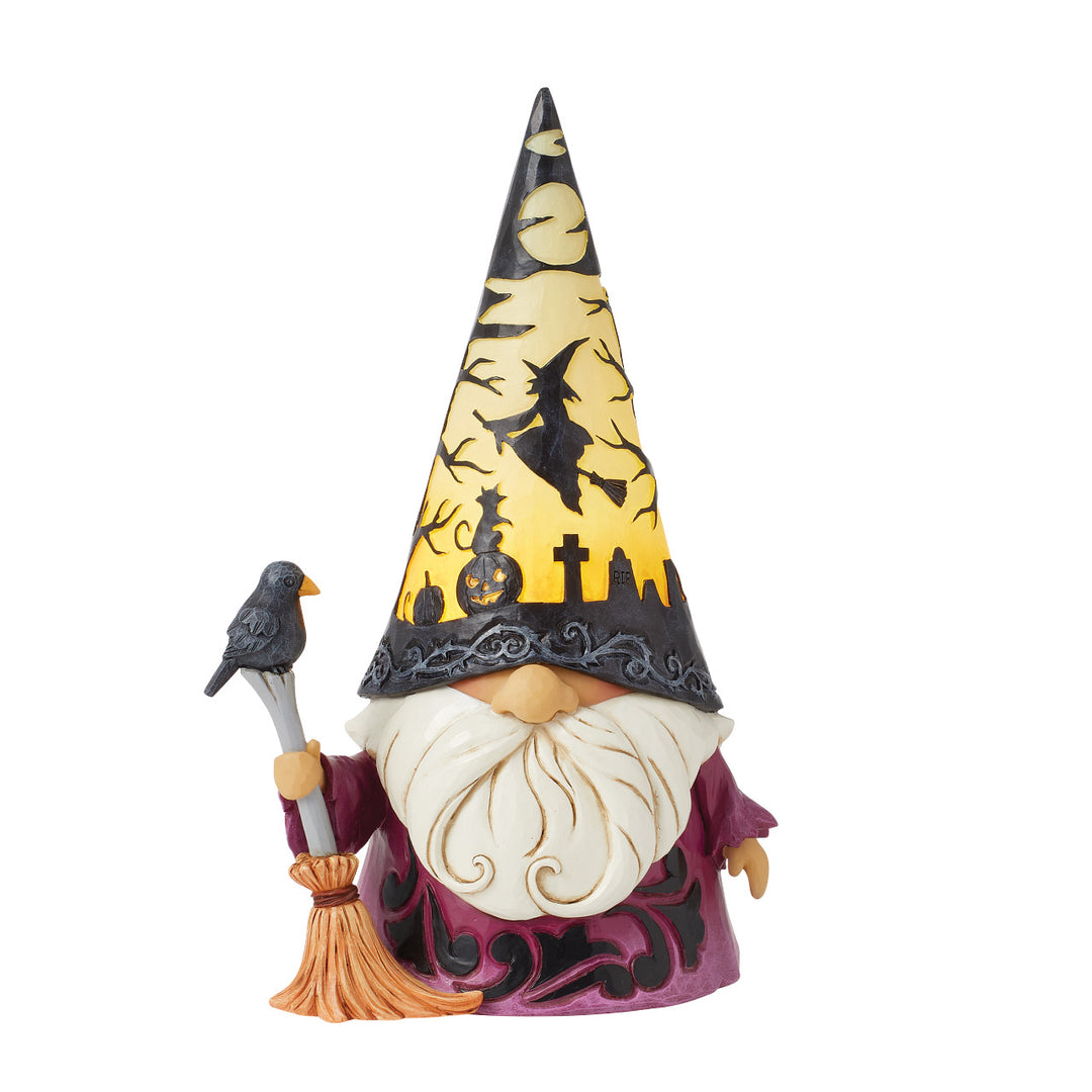 Jim Shore Heartwood Creek: Wizard Gnome With LED Scene Hat Figurine sparkle-castle