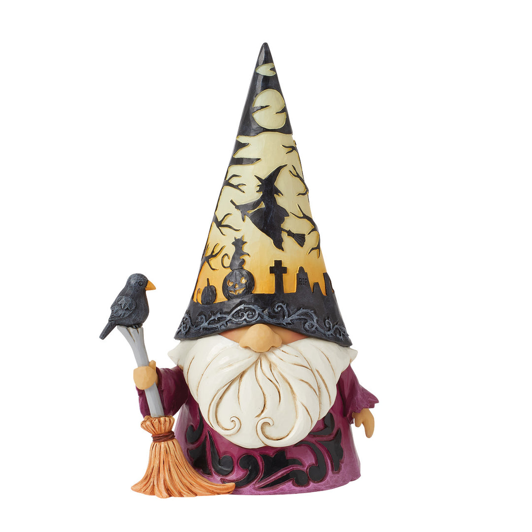 Jim Shore Heartwood Creek: Wizard Gnome With LED Scene Hat Figurine sparkle-castle