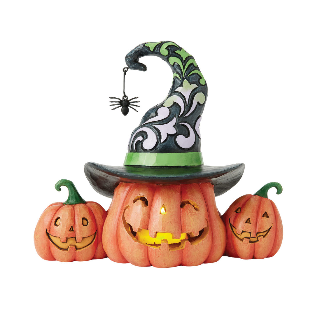 Jim Shore Heartwood Creek: Joined Jack-O-Lanterns Lit Figurine sparkle-castle