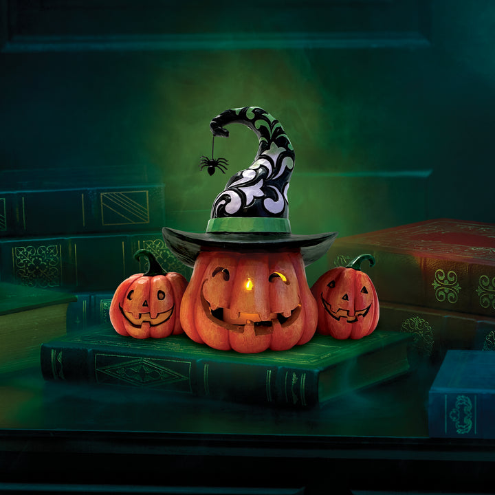 Jim Shore Heartwood Creek: Joined Jack-O-Lanterns Lit Figurine sparkle-castle