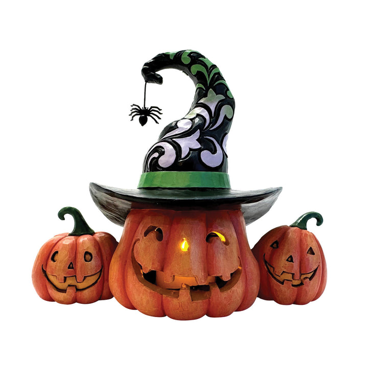 Jim Shore Heartwood Creek: Joined Jack-O-Lanterns Lit Figurine sparkle-castle