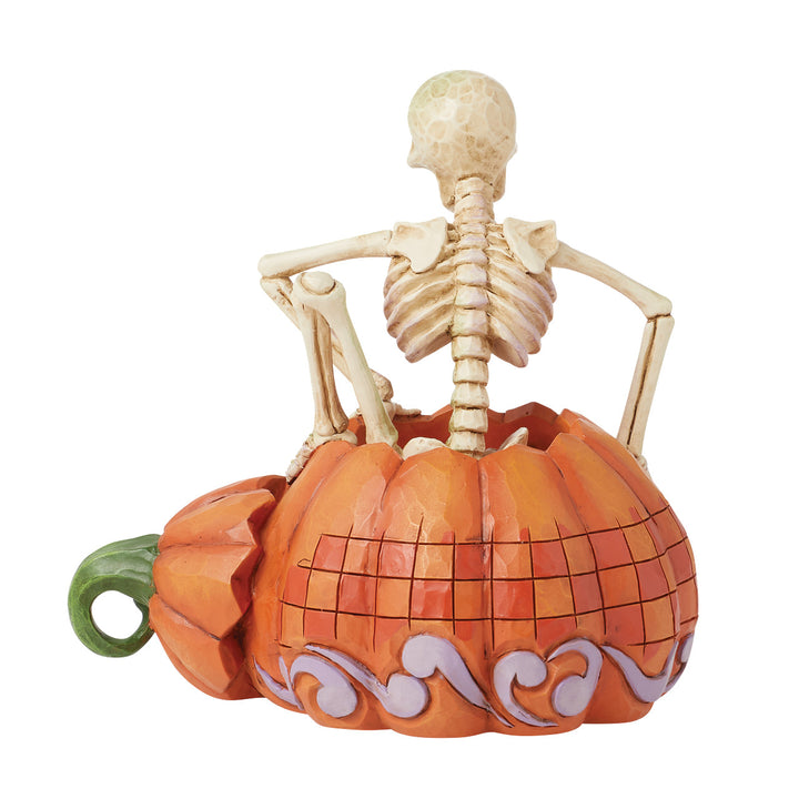 Jim Shore Heartwood Creek: Skeleton Stepping Out of Pumpkin Figurine sparkle-castle