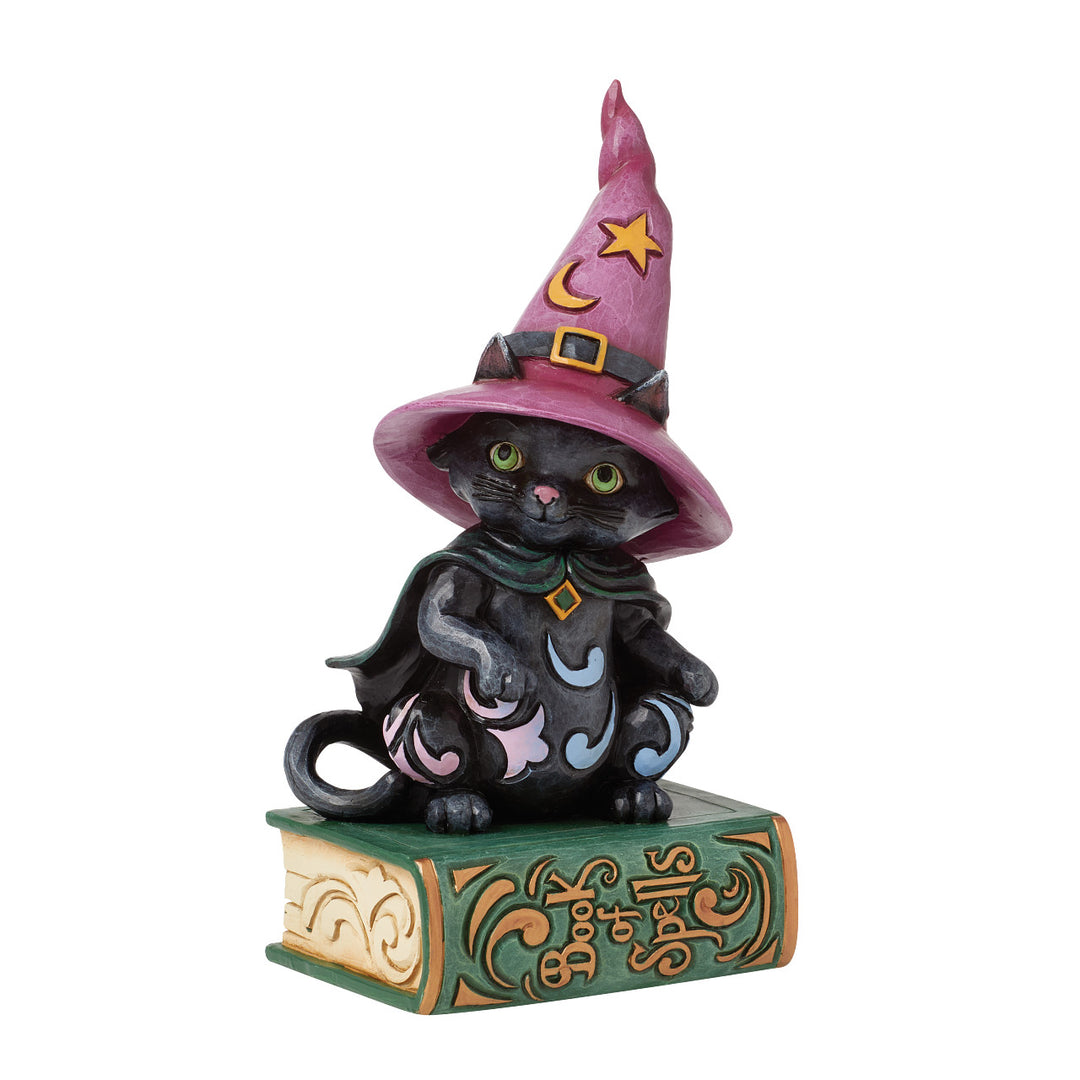 Jim Shore Heartwood Creek: Black Cat Sitting on a Book of Spells Figurine sparkle-castle