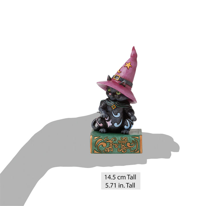 Jim Shore Heartwood Creek: Black Cat Sitting on a Book of Spells Figurine sparkle-castle