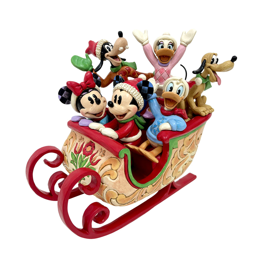 Jim Shore Disney Traditions: Mickey & Friends In Sleigh Figurine sparkle-castle