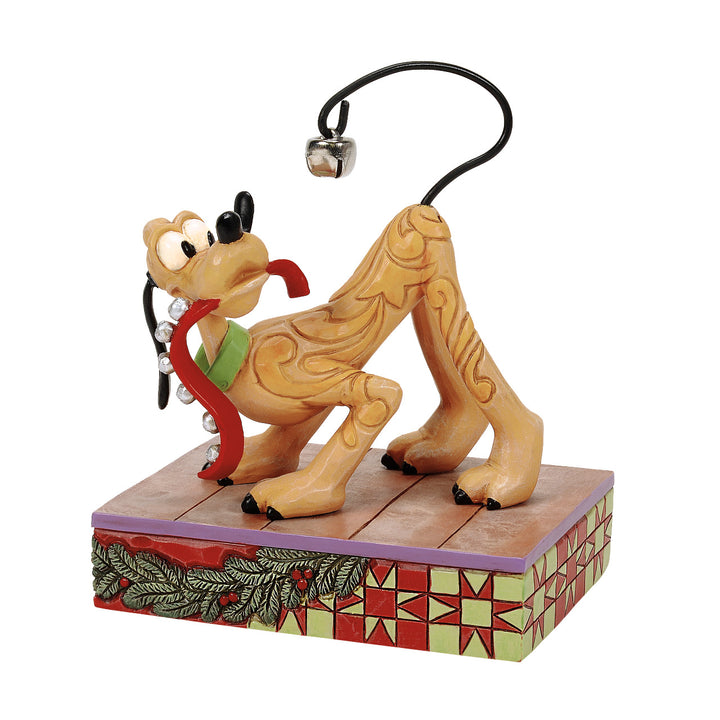 Jim Shore Disney Traditions: Pluto With Christmas Bell on Tail Figurine sparkle-castle