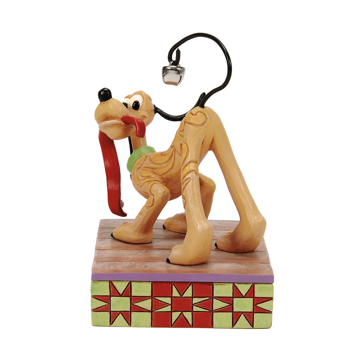 Jim Shore Disney Traditions: Pluto With Christmas Bell on Tail Figurine sparkle-castle