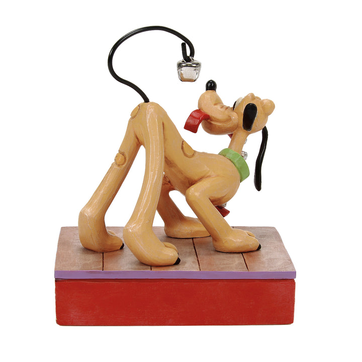 Jim Shore Disney Traditions: Pluto With Christmas Bell on Tail Figurine sparkle-castle