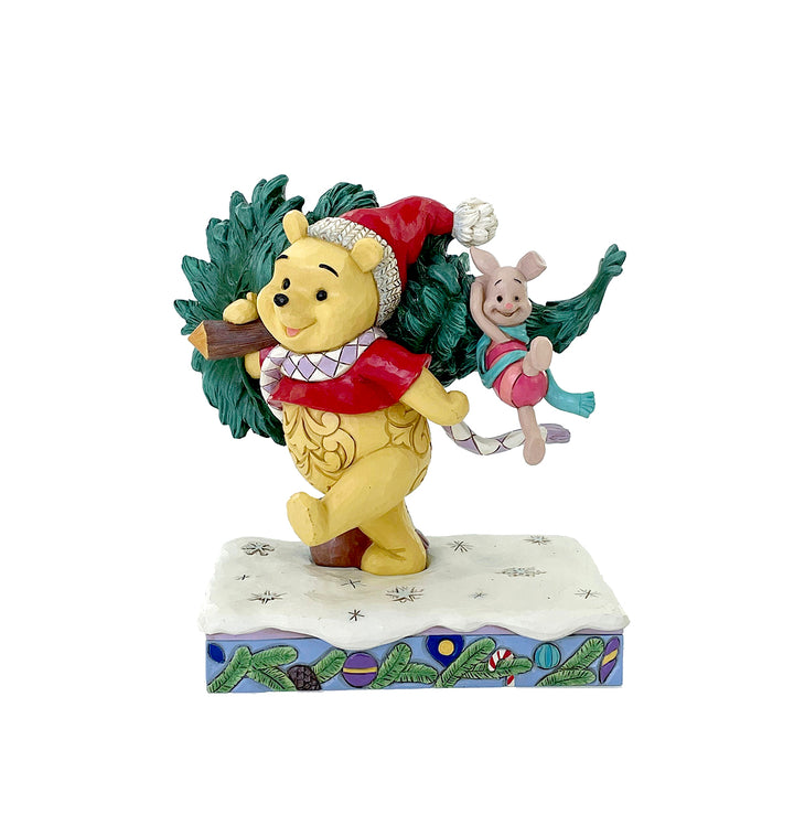 Jim Shore Disney Traditions: Pooh and Piglet Christmas Tree Figurine sparkle-castle