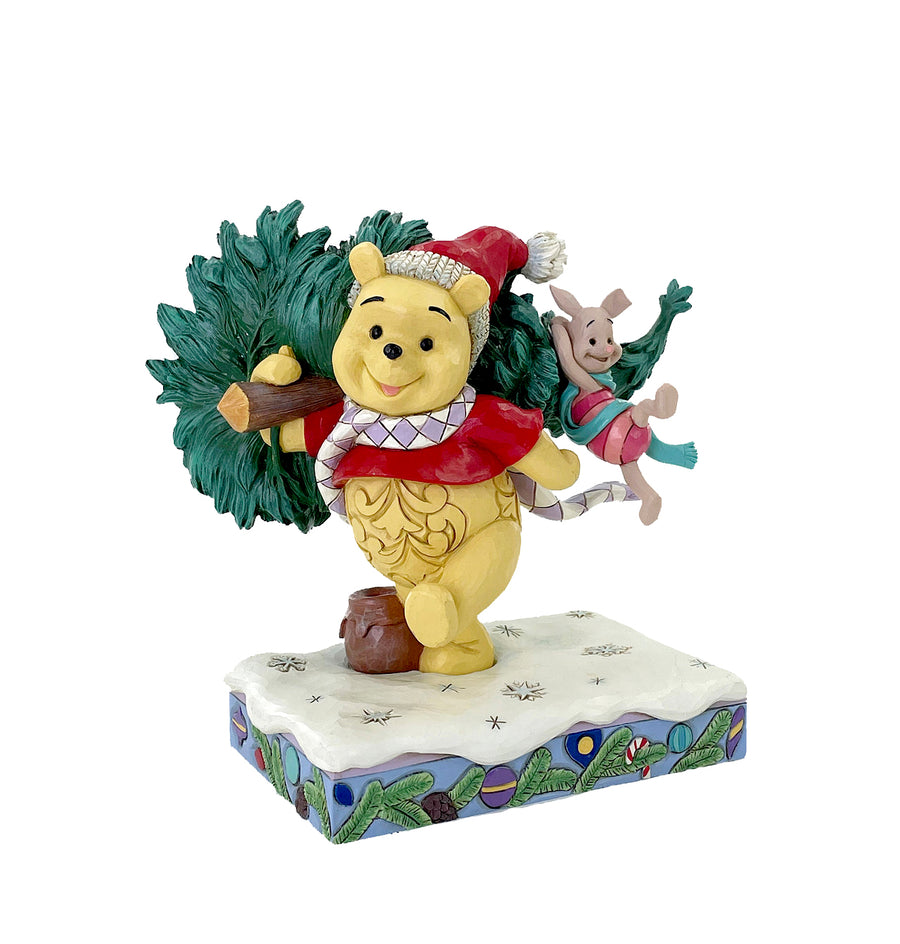 Jim Shore Disney Traditions: Pooh and Piglet Christmas Tree Figurine sparkle-castle