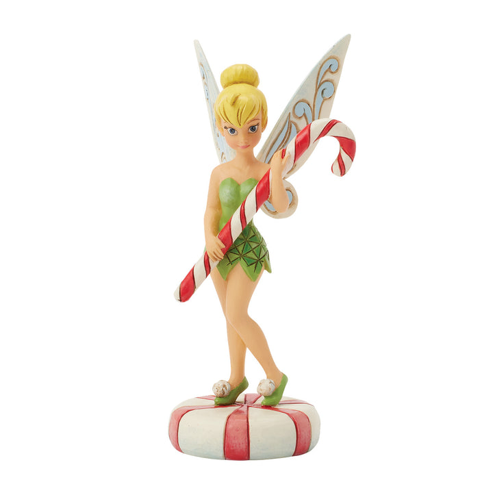 Jim Shore Disney Traditions: Tinker Bell With Candy Cane Figurine sparkle-castle