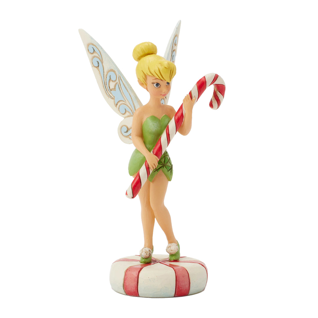 Jim Shore Disney Traditions: Tinker Bell With Candy Cane Figurine sparkle-castle