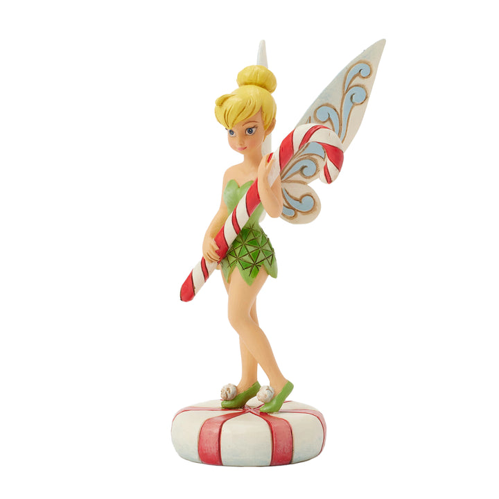 Jim Shore Disney Traditions: Tinker Bell With Candy Cane Figurine sparkle-castle