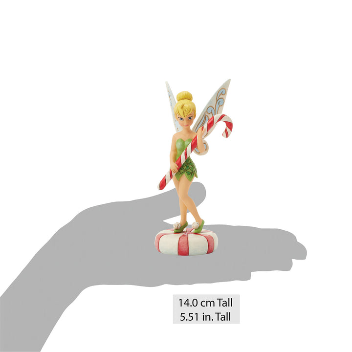 Jim Shore Disney Traditions: Tinker Bell With Candy Cane Figurine sparkle-castle