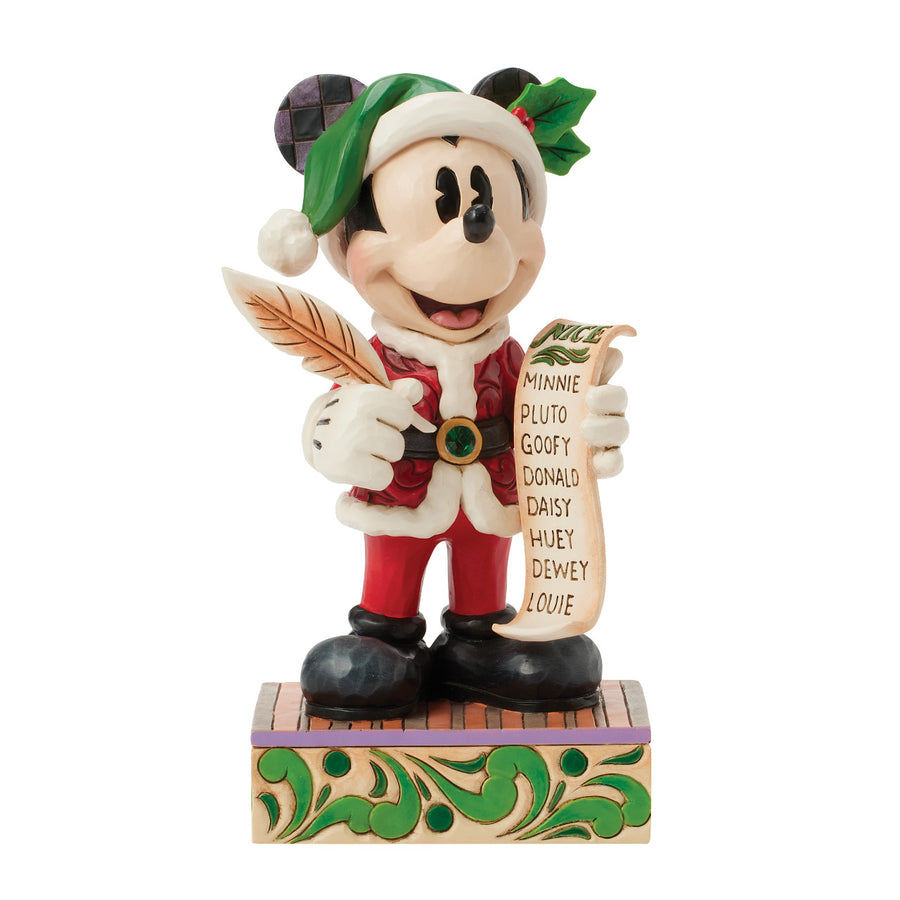 Jim Shore Disney Traditions: Santa Mickey with List Figurine sparkle-castle