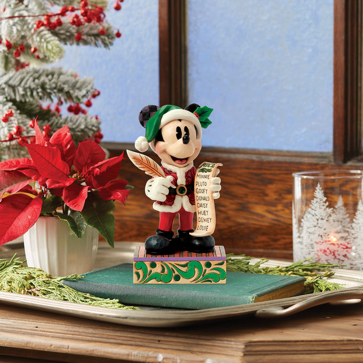 Jim Shore Disney Traditions: Santa Mickey with List Figurine sparkle-castle