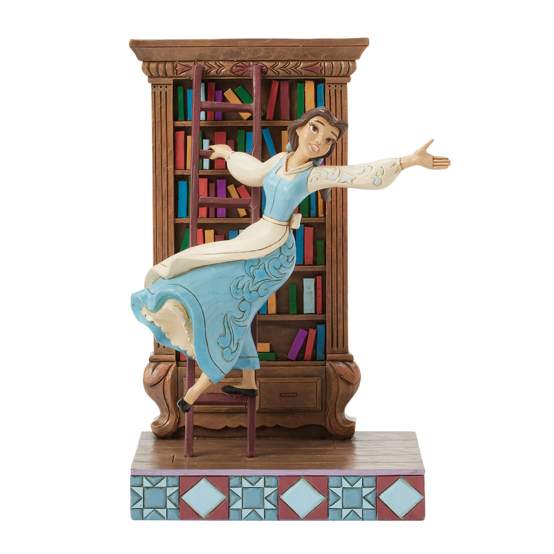 Jim Shore Disney Traditions: Belle with Bookshelf Figurine sparkle-castle