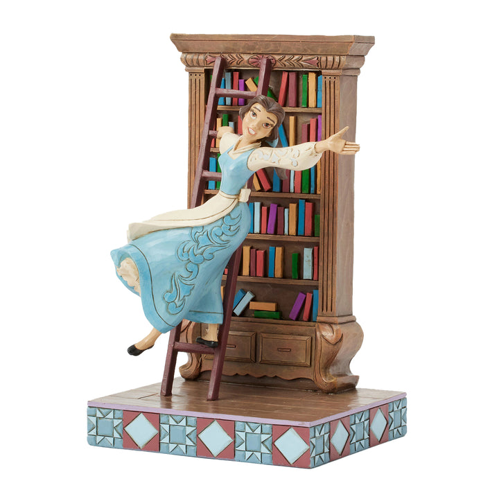 Jim Shore Disney Traditions: Belle with Bookshelf Figurine sparkle-castle