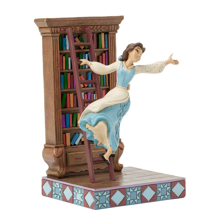 Jim Shore Disney Traditions: Belle with Bookshelf Figurine sparkle-castle