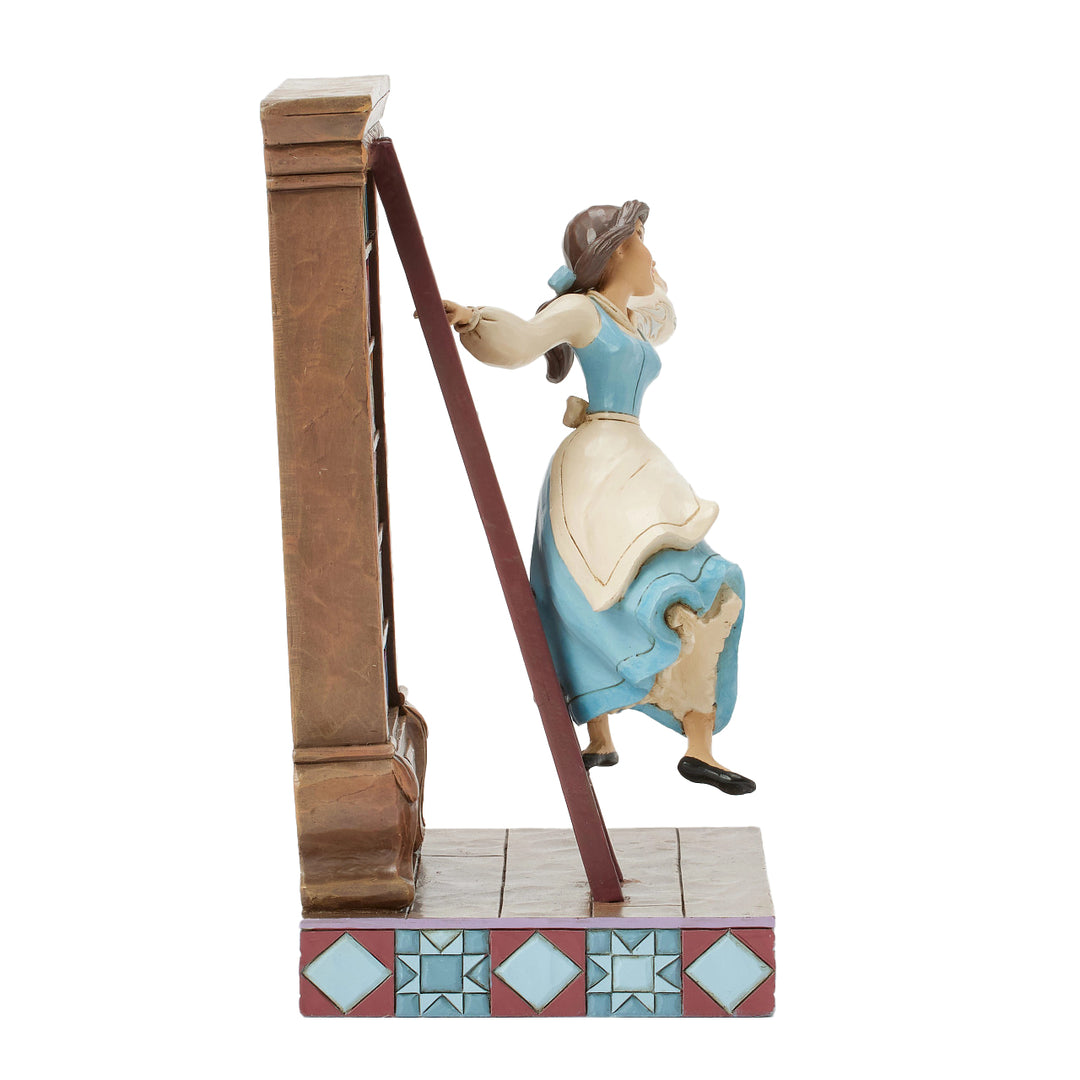 Jim Shore Disney Traditions: Belle with Bookshelf Figurine sparkle-castle