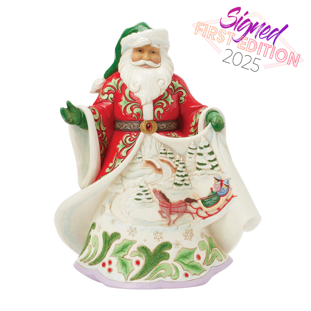 FIRST EDITION - Jim Shore Heartwood Creek: Musical Santa with Winter Scene Figurine sparkle-castle