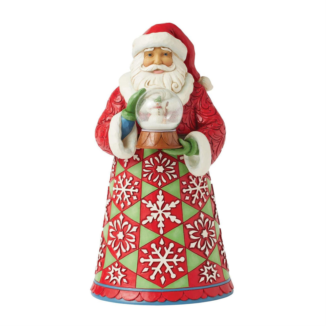 Jim Shore Heartwood Creek: Santa Holding Snowman Mini Globe Figurine sparkle-castle