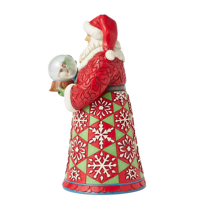 Jim Shore Heartwood Creek: Santa Holding Snowman Mini Globe Figurine sparkle-castle