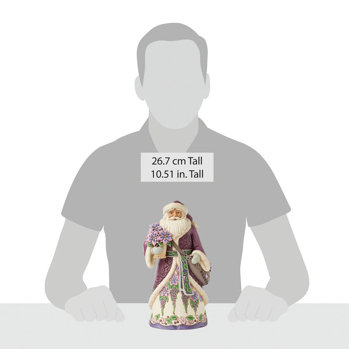 Jim Shore Heartwood Creek: Purple Santa Holding Poinsettias Figurine sparkle-castle