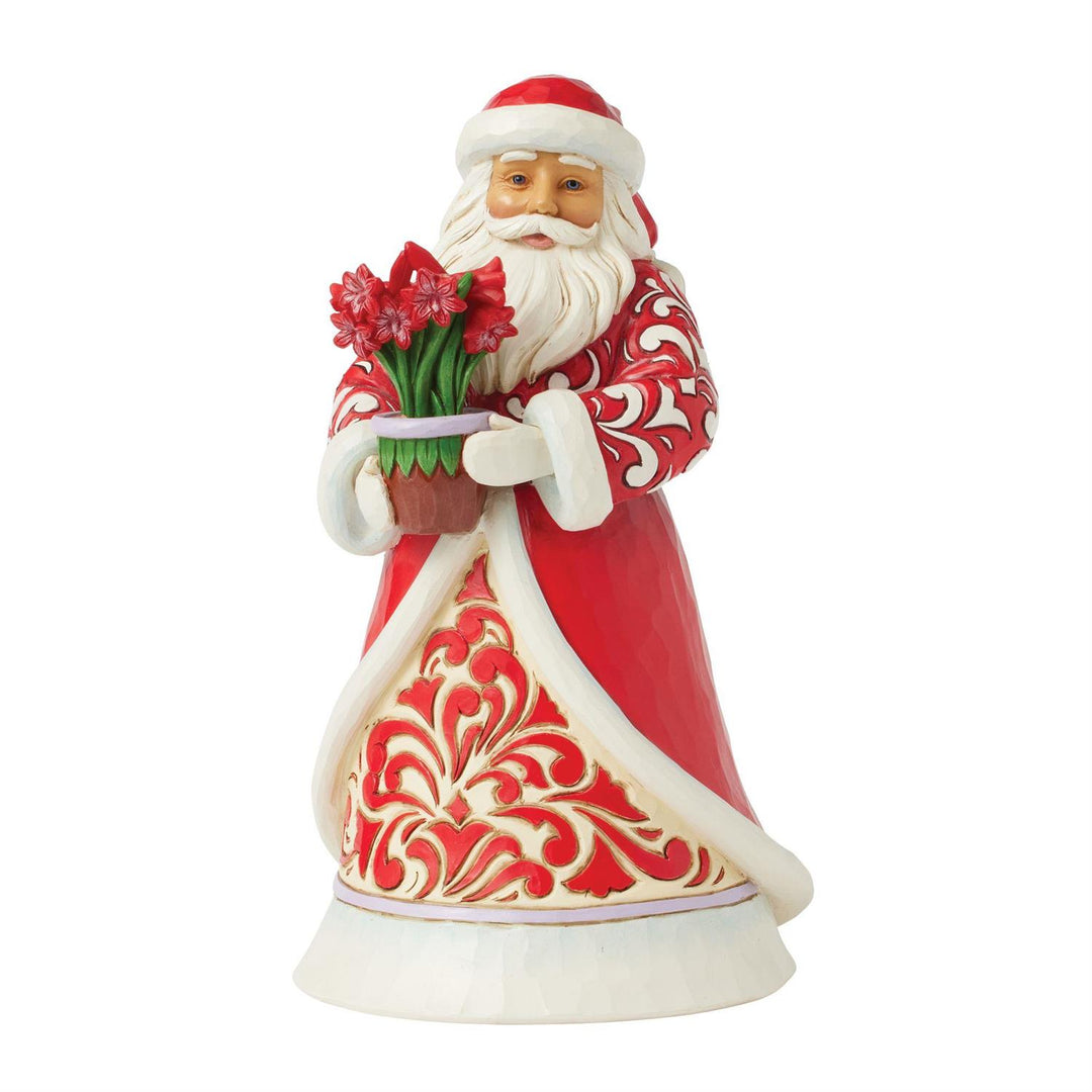 Jim Shore Heartwood Creek: Santa with Blooming Amaryllis Figurine sparkle-castle