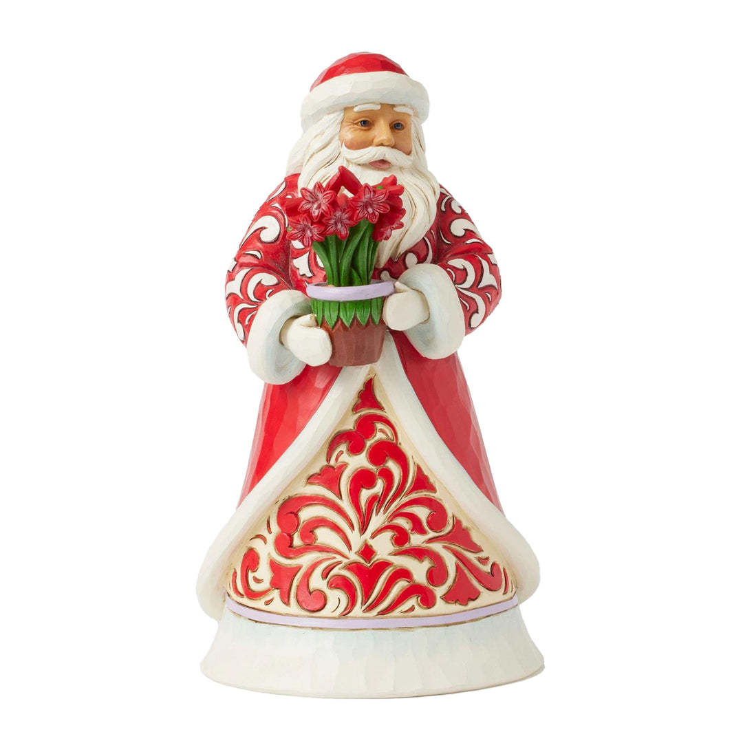 Jim Shore Heartwood Creek: Santa with Blooming Amaryllis Figurine sparkle-castle