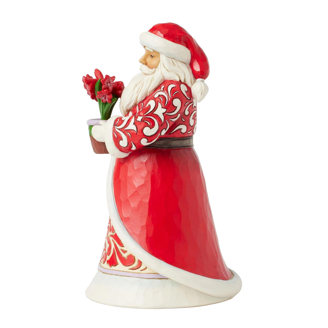 Jim Shore Heartwood Creek: Santa with Blooming Amaryllis Figurine sparkle-castle