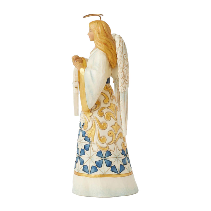 Jim Shore Heartwood Creek: Blue & Gold Angel Figurine sparkle-castle