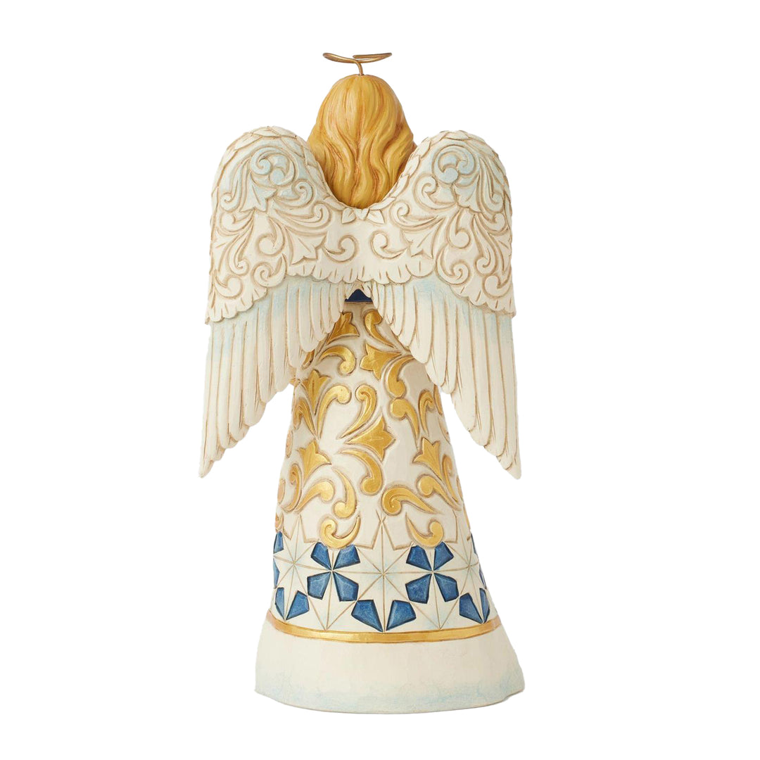 Jim Shore Heartwood Creek: Blue & Gold Angel Figurine sparkle-castle