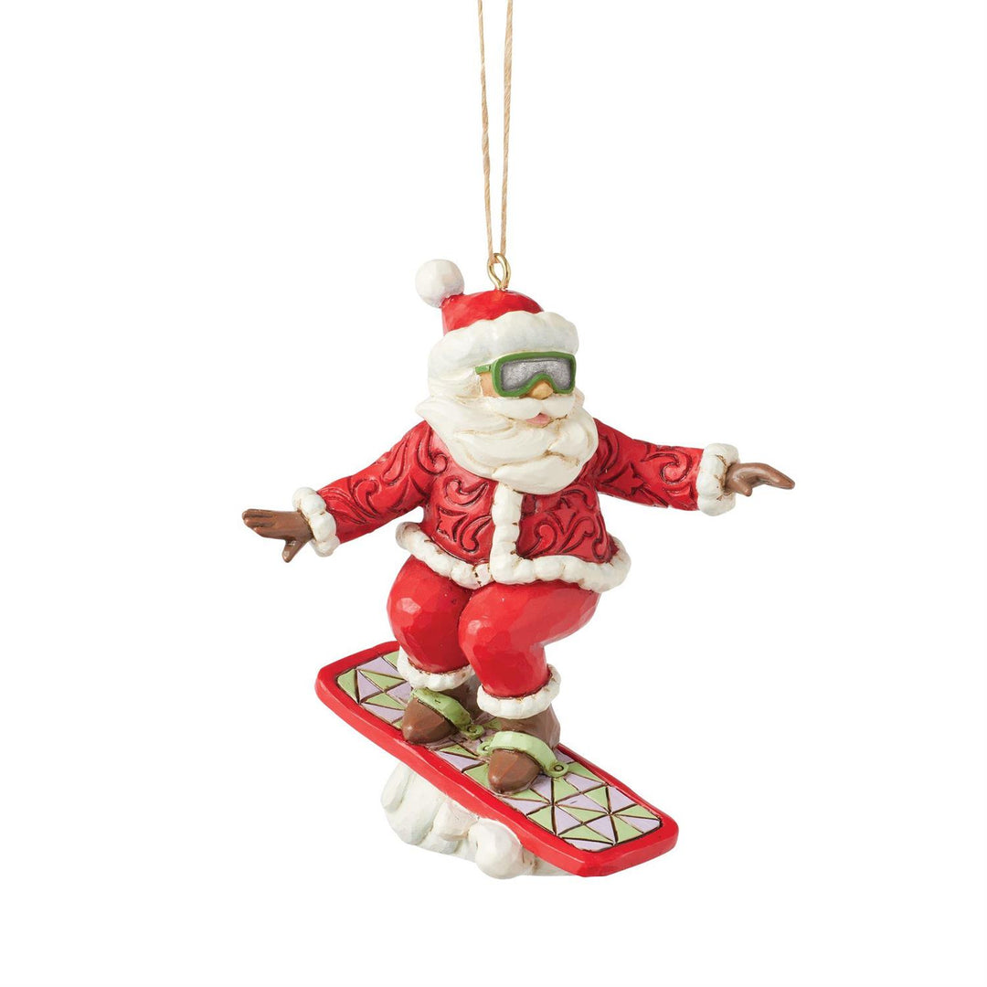 Jim Shore Heartwood Creek: Snowboarding Santa Hanging Ornament sparkle-castle