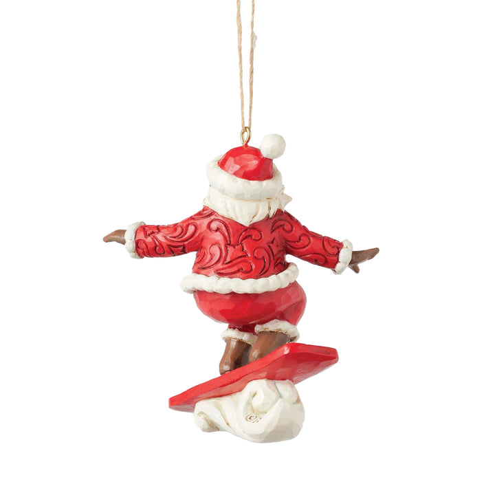 Jim Shore Heartwood Creek: Snowboarding Santa Hanging Ornament sparkle-castle