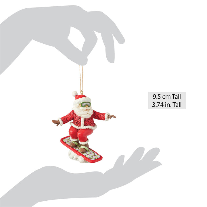 Jim Shore Heartwood Creek: Snowboarding Santa Hanging Ornament sparkle-castle