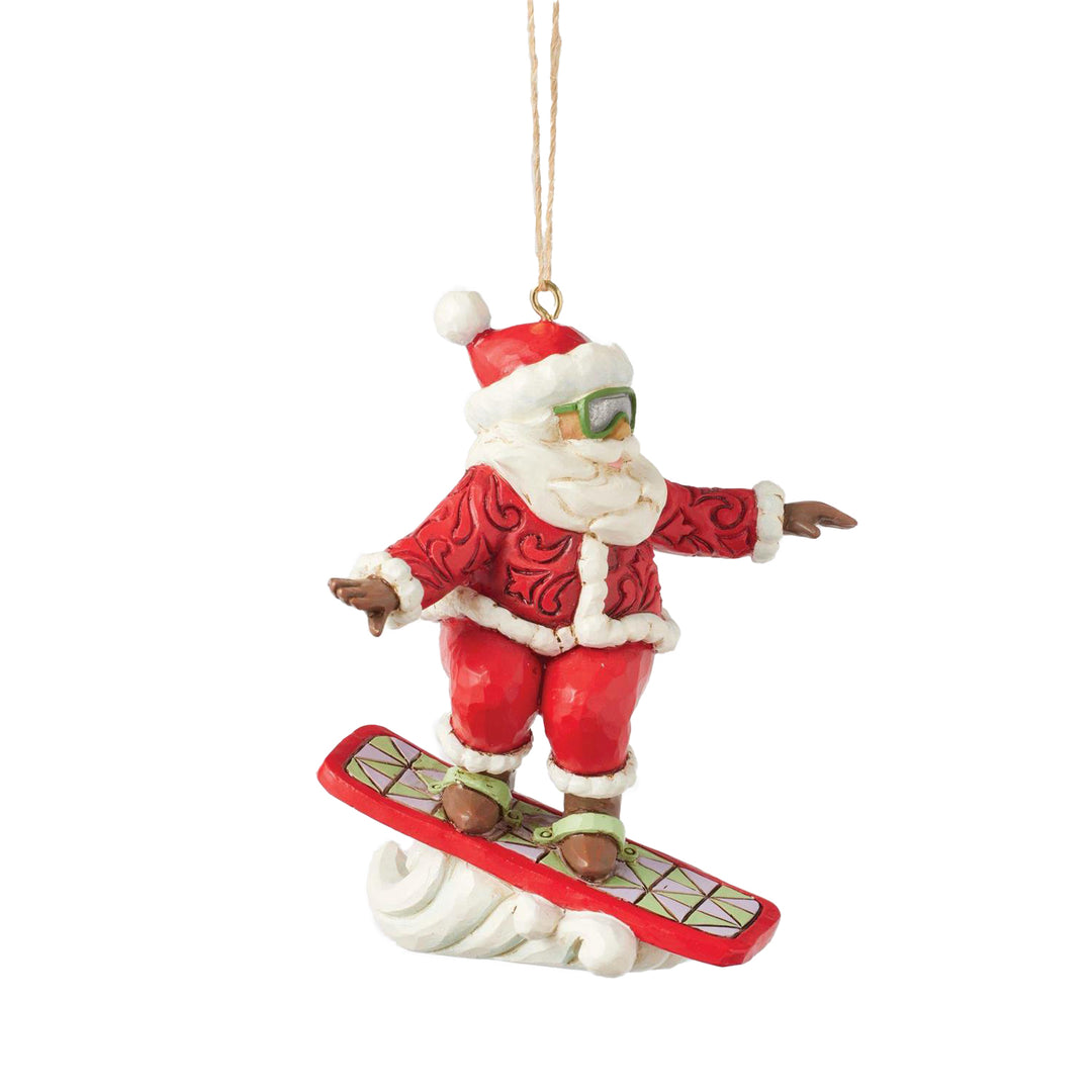 Jim Shore Heartwood Creek: Snowboarding Santa Hanging Ornament sparkle-castle