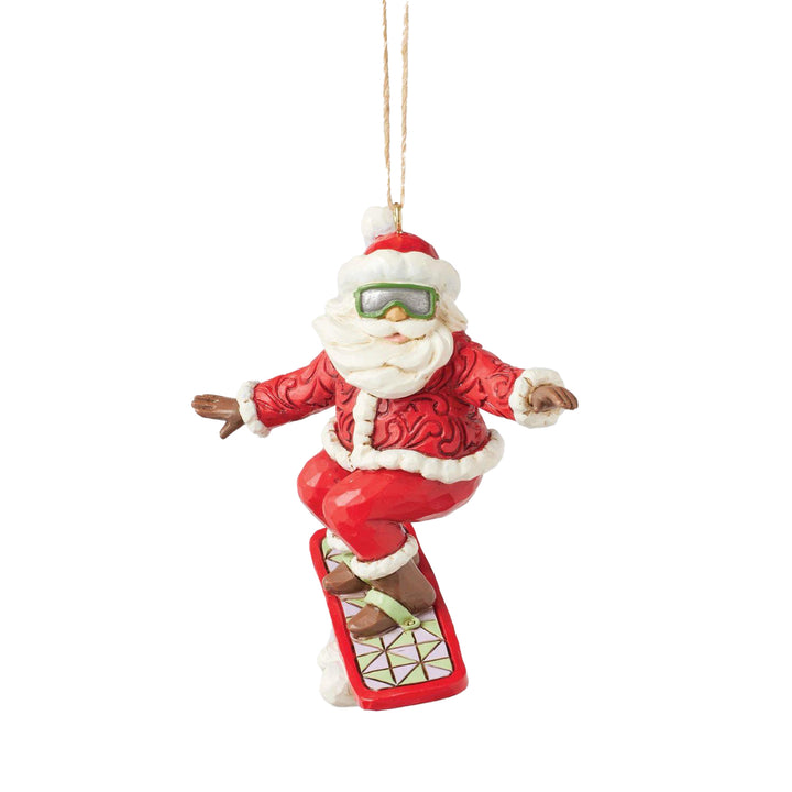 Jim Shore Heartwood Creek: Snowboarding Santa Hanging Ornament sparkle-castle