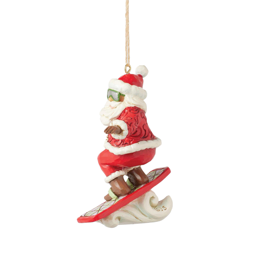 Jim Shore Heartwood Creek: Snowboarding Santa Hanging Ornament sparkle-castle