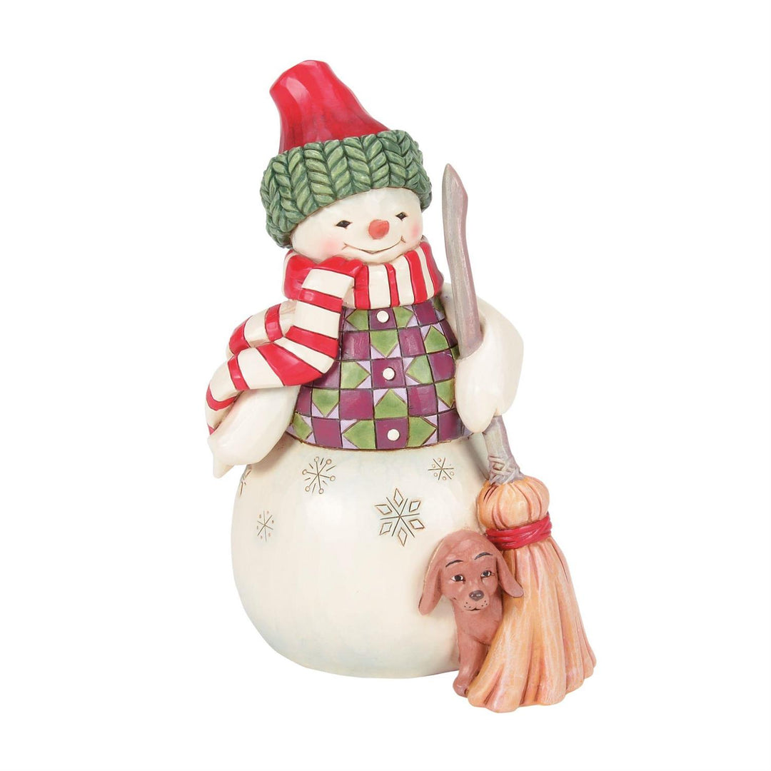 Jim Shore Heartwood Creek: Snowman with Dog Peeking Figurine sparkle-castle