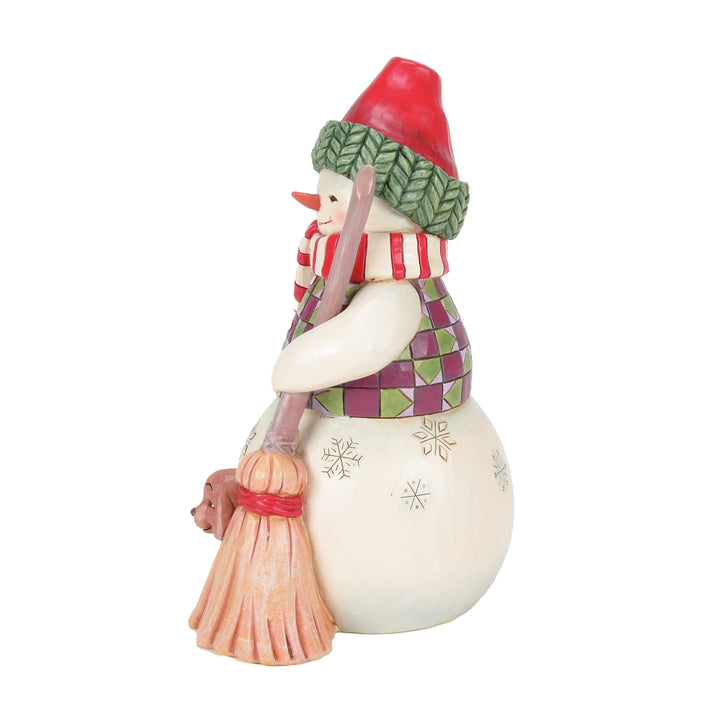 Jim Shore Heartwood Creek: Snowman with Dog Peeking Figurine sparkle-castle