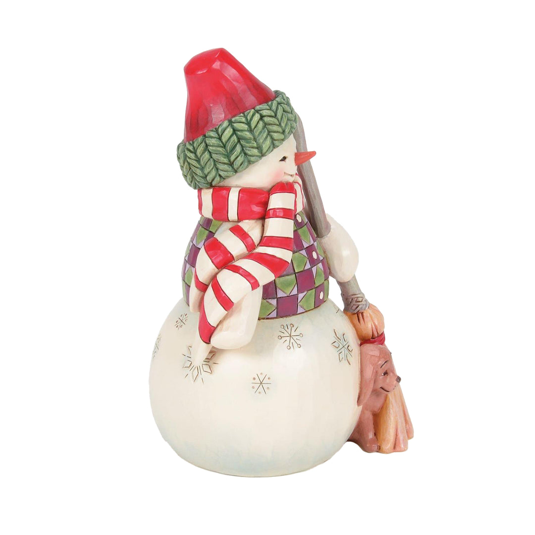 Jim Shore Heartwood Creek: Snowman with Dog Peeking Figurine sparkle-castle