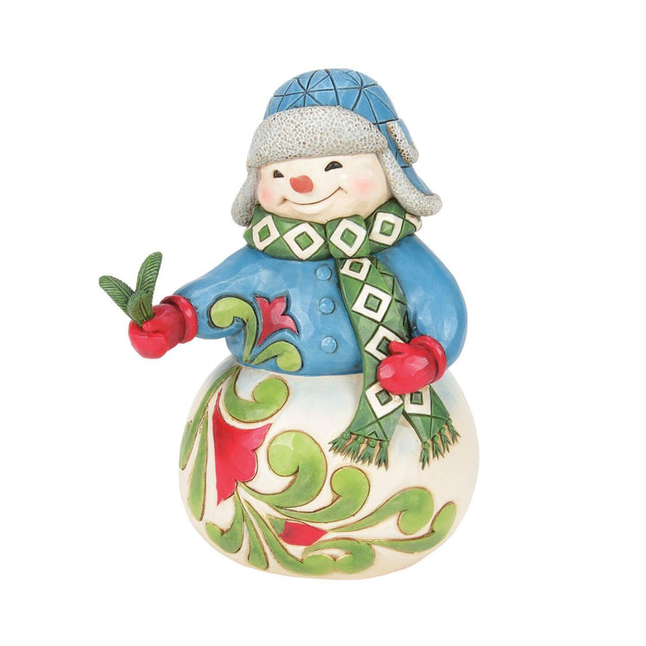 Jim Shore Heartwood Creek: Snowman With Evergreen Sprig Figurine sparkle-castle