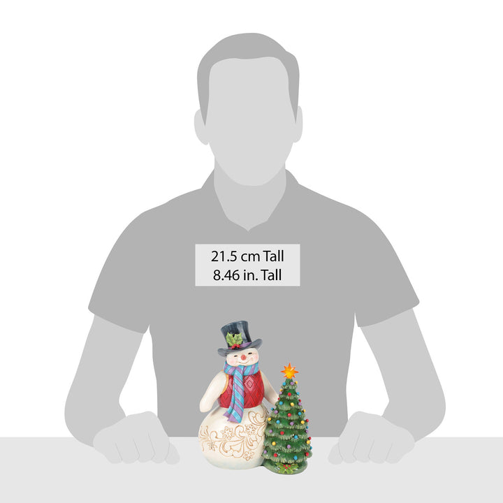 Jim Shore Heartwood Creek: Snowman With Vintage LED Tree Figurine sparkle-castle