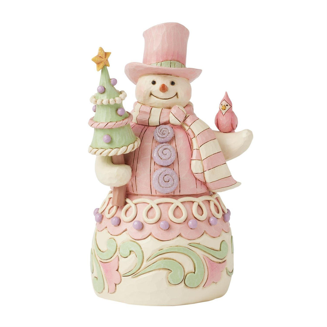 Jim Shore Heartwood Sweets: Snowman With Tree and Cardinal Figurine sparkle-castle