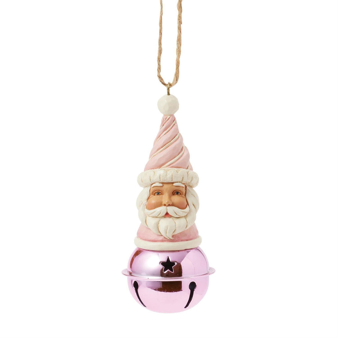 Jim Shore Heartwood Sweets: Santa on Jingle Bell Hanging Ornament sparkle-castle